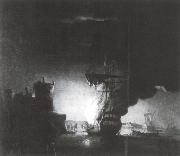 Monamy, Peter, A ship on fire at night